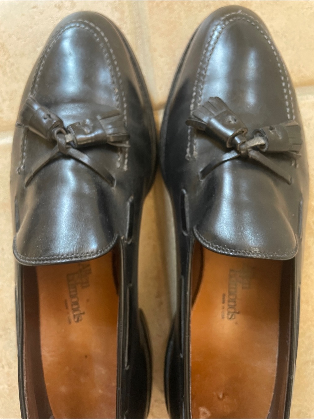 Allen Edmonds Black Leather Tassel Slip-On Loafers